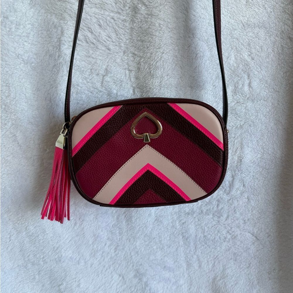 Kate Spade Kourtney Pink & Burgundy Chevron Crossbody Bag